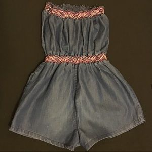 Girls strapless short romper Denim, 12-14